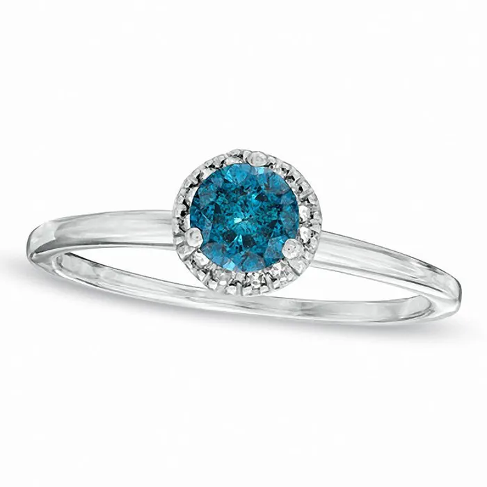Goldia Rings 050 CT TW Enhanced Blue and White Natural Diamond Frame Ring in Sterling Silver Size 7 Goldia Rings 050 CT TW Enhanced Blue and White Natural Diamond Frame Ring in Sterling Silver Size 7