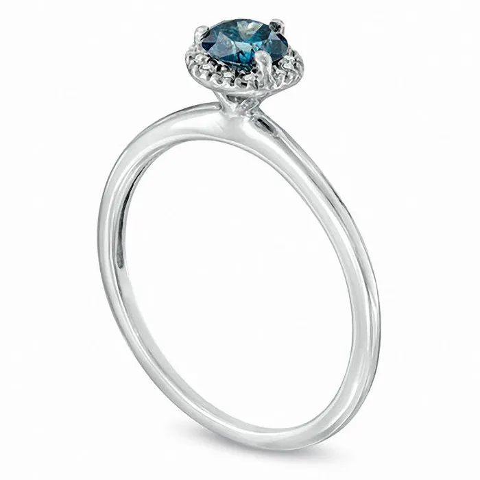 Goldia Rings 050 CT TW Enhanced Blue and White Natural Diamond Frame Ring in Sterling Silver Size 7 Goldia Rings 050 CT TW Enhanced Blue and White Natural Diamond Frame Ring in Sterling Silver Size 7