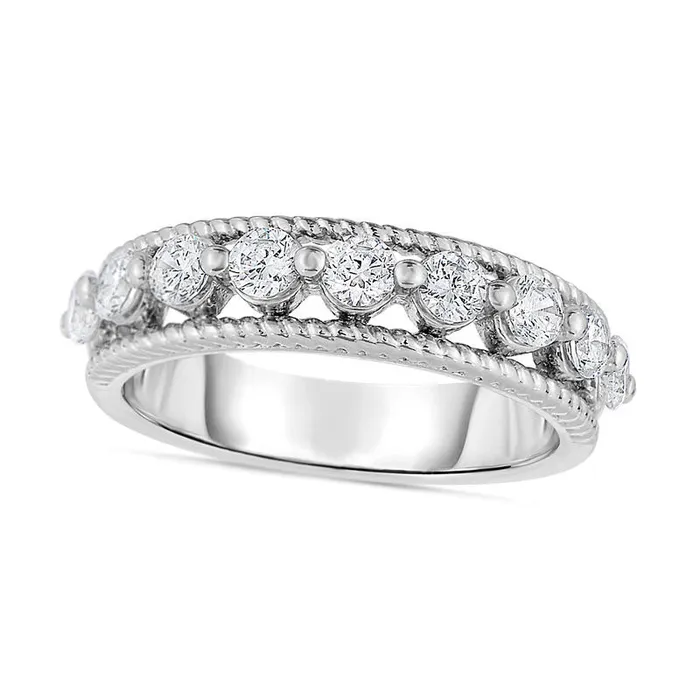 Goldia Rings 050 CT TW Natural Diamond Anniversary Band in Solid 14K White Gold Goldia Rings 050 CT TW Natural Diamond Anniversary Band in Solid 14K White Gold