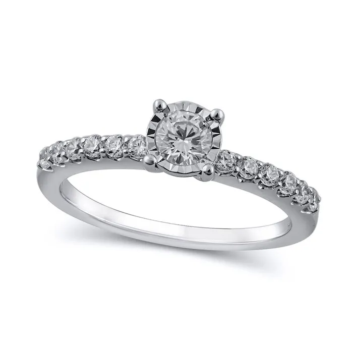 Goldia Rings 050 CT TW Natural Diamond Engagement Ring in Solid 10K White Gold Goldia Rings 050 CT TW Natural Diamond Engagement Ring in Solid 10K White Gold