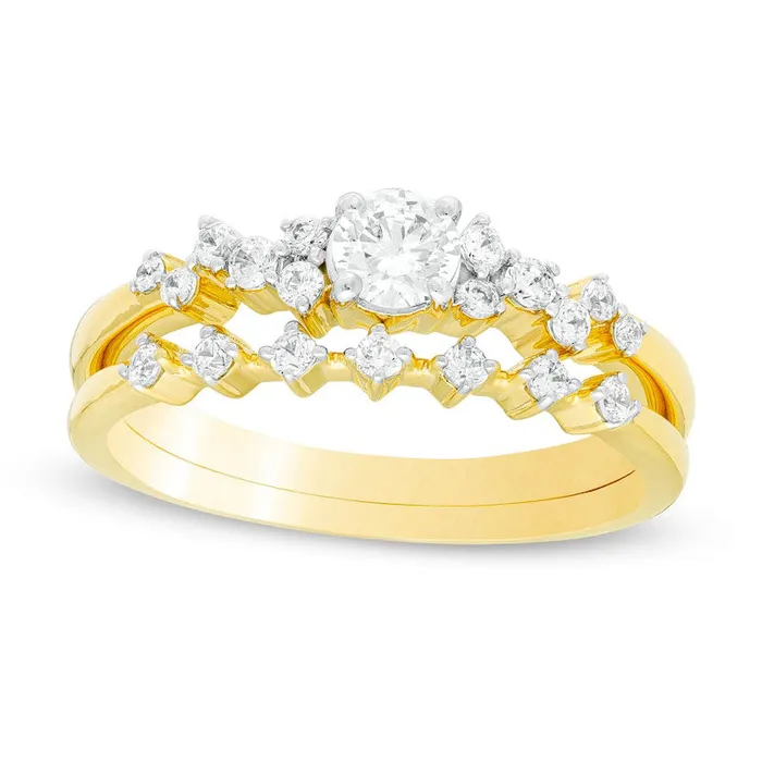 Goldia Rings 050 CT TW Natural Diamond Scatter Bridal Engagement Ring Set in Solid 10K Yellow Gold Goldia Rings 050 CT TW Natural Diamond Scatter Bridal Engagement Ring Set in Solid 10K Yellow Gold