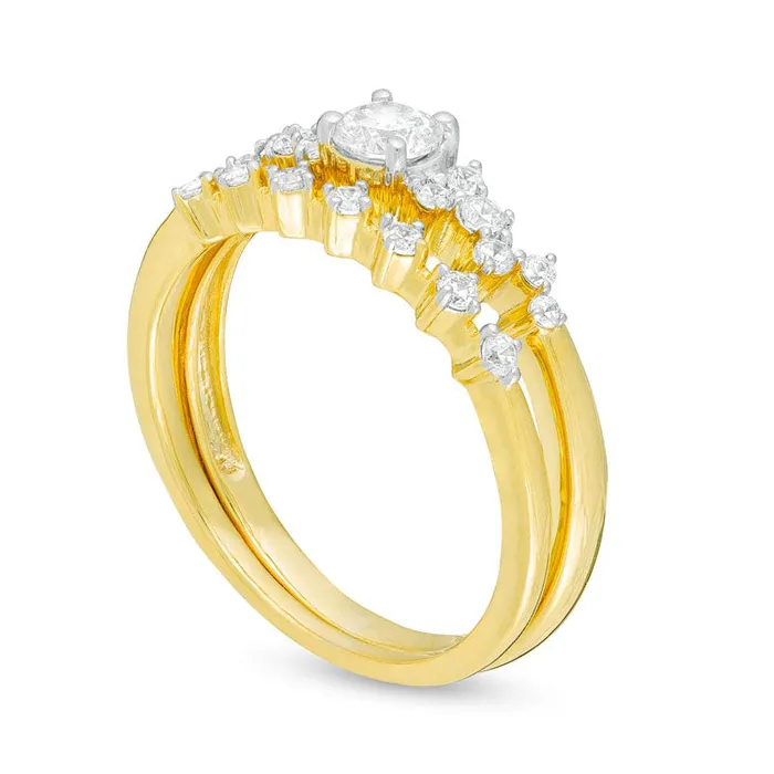 Goldia Rings 050 CT TW Natural Diamond Scatter Bridal Engagement Ring Set in Solid 10K Yellow Gold Goldia Rings 050 CT TW Natural Diamond Scatter Bridal Engagement Ring Set in Solid 10K Yellow Gold