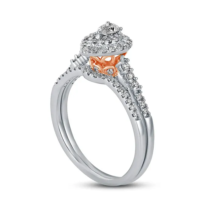 Goldia Rings 050 CT TW PearShaped Natural Diamond Frame Bridal Engagement Ring Set in Solid 10K White Gold Goldia Rings 050 CT TW PearShaped Natural Diamond Frame Bridal Engagement Ring Set in Solid 10K White Gold