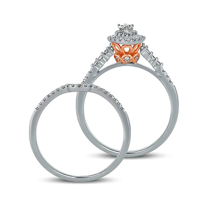 Goldia Rings 050 CT TW PearShaped Natural Diamond Frame Bridal Engagement Ring Set in Solid 10K White Gold Goldia Rings 050 CT TW PearShaped Natural Diamond Frame Bridal Engagement Ring Set in Solid 10K White Gold