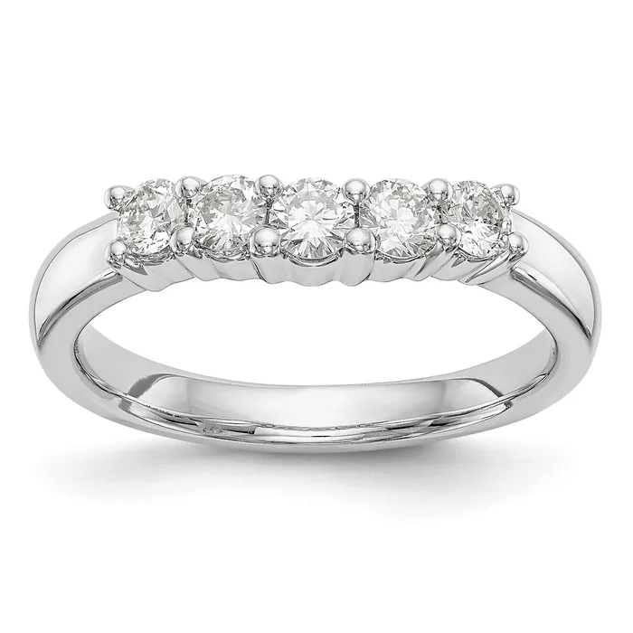 Goldia Rings 050ct CZ Solid Real 14K White Gold 5Stone Wedding Band Ring Goldia Rings 050ct CZ Solid Real 14K White Gold 5Stone Wedding Band Ring