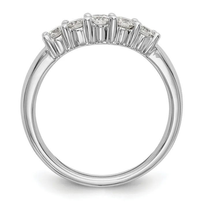 Goldia Rings 050ct CZ Solid Real 14K White Gold 5Stone Wedding Band Ring
