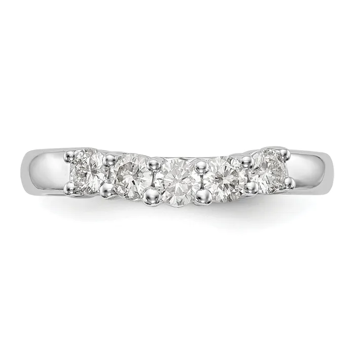 Goldia Rings 050ct CZ Solid Real 14K White Gold 5Stone Wedding Band Ring