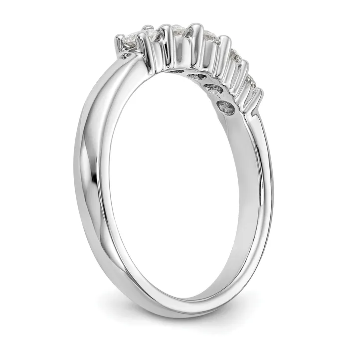 Goldia Rings 050ct CZ Solid Real 14K White Gold 5Stone Wedding Band Ring