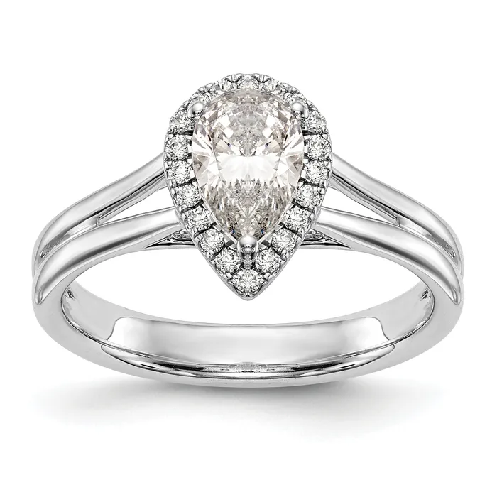 Goldia Rings 050ct CZ Solid Real 14K White Gold Pear Halo Split Shank Engagement Ring Goldia Rings 050ct CZ Solid Real 14K White Gold Pear Halo Split Shank Engagement Ring
