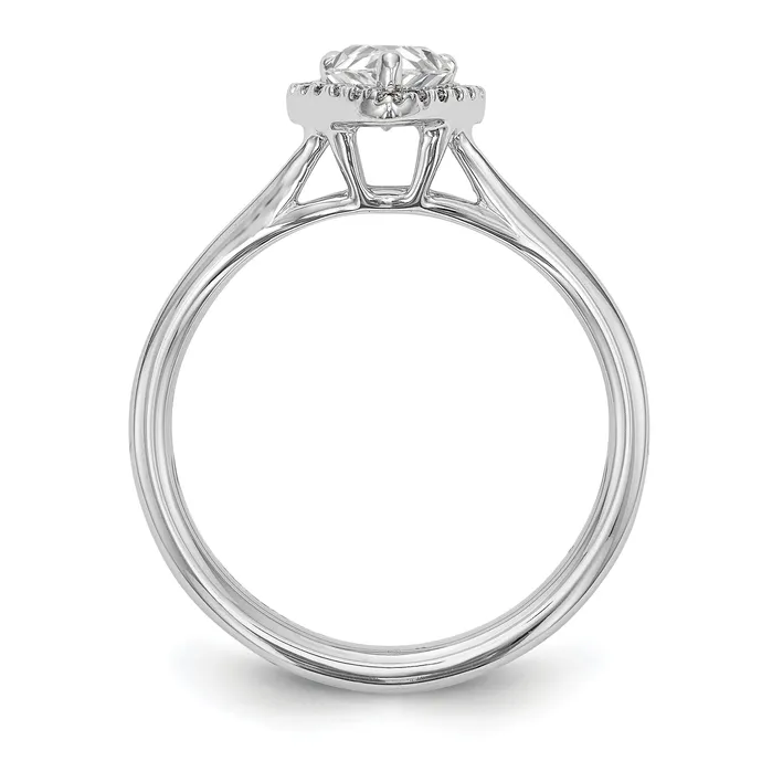 Goldia Rings 050ct CZ Solid Real 14K White Gold Pear Halo Split Shank Engagement Ring