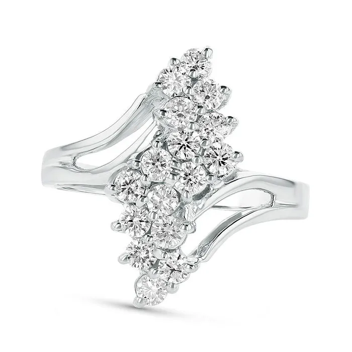 Goldia Rings 075 CT TW Composite Natural Diamond S Waterfall Bypass Ring in Solid 14K White Gold HSI2 Goldia Rings 075 CT TW Composite Natural Diamond S Waterfall Bypass Ring in Solid 14K White Gold HSI2