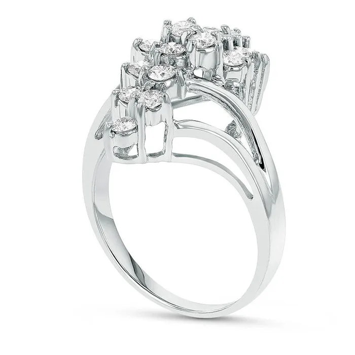 Goldia Rings 075 CT TW Composite Natural Diamond S Waterfall Bypass Ring in Solid 14K White Gold HSI2 Goldia Rings 075 CT TW Composite Natural Diamond S Waterfall Bypass Ring in Solid 14K White Gold HSI2