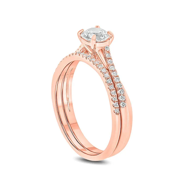 Goldia Rings 075 CT TW Natural Diamond Bridal Engagement Ring Set in Solid 10K Rose Gold Goldia Rings 075 CT TW Natural Diamond Bridal Engagement Ring Set in Solid 10K Rose Gold