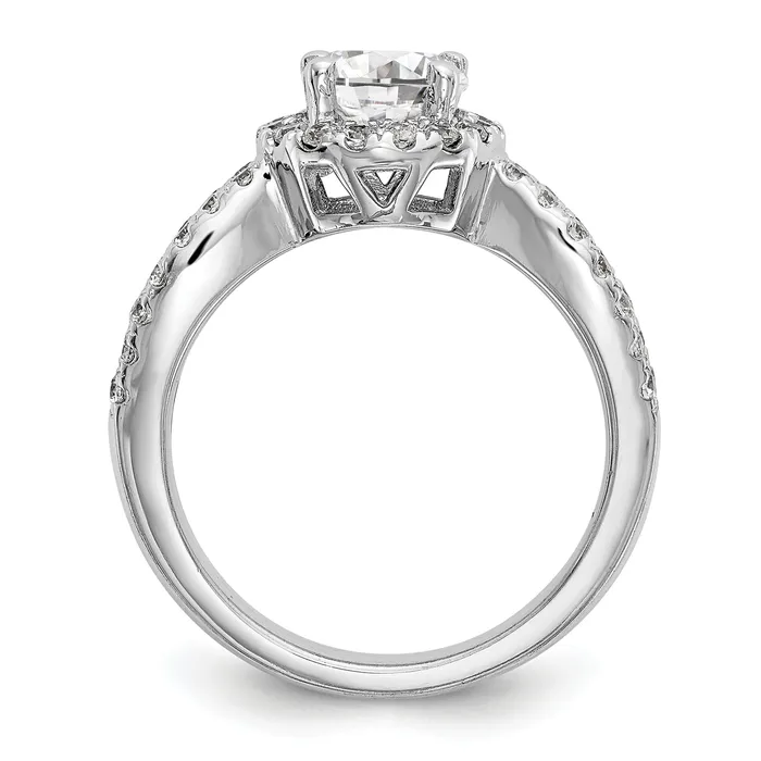 Goldia Rings 075ct CZ Solid Real 14K White Gold Round Halo Engagement Ring