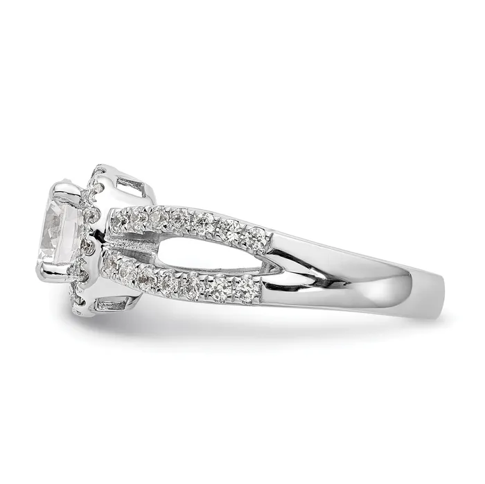 Goldia Rings 075ct CZ Solid Real 14K White Gold Round Halo Engagement Ring