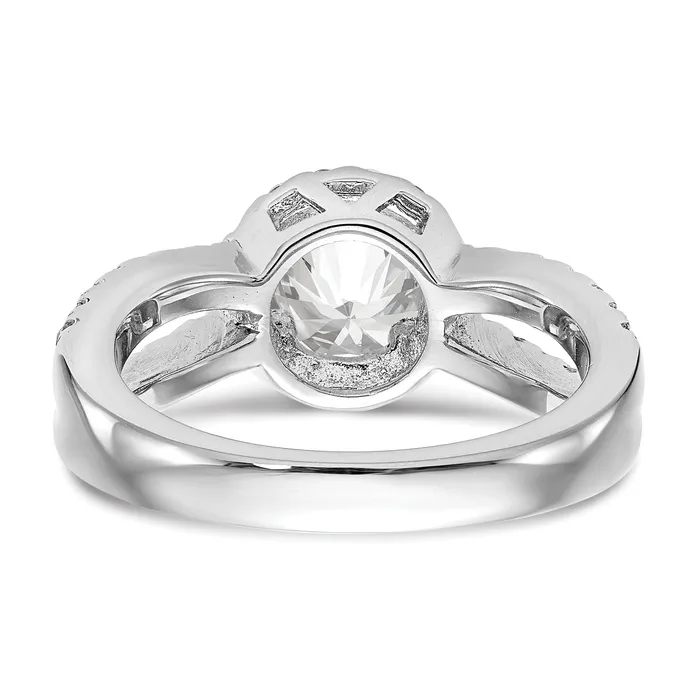 Goldia Rings 075ct CZ Solid Real 14K White Gold Round Halo Engagement Ring