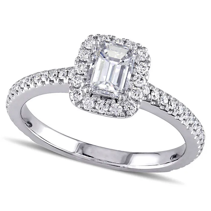 Goldia Rings 088 CT TW EmeraldCut Natural Diamond Frame Engagement Ring in Solid 14K White Gold HVS2 Goldia Rings 088 CT TW EmeraldCut Natural Diamond Frame Engagement Ring in Solid 14K White Gold HVS2