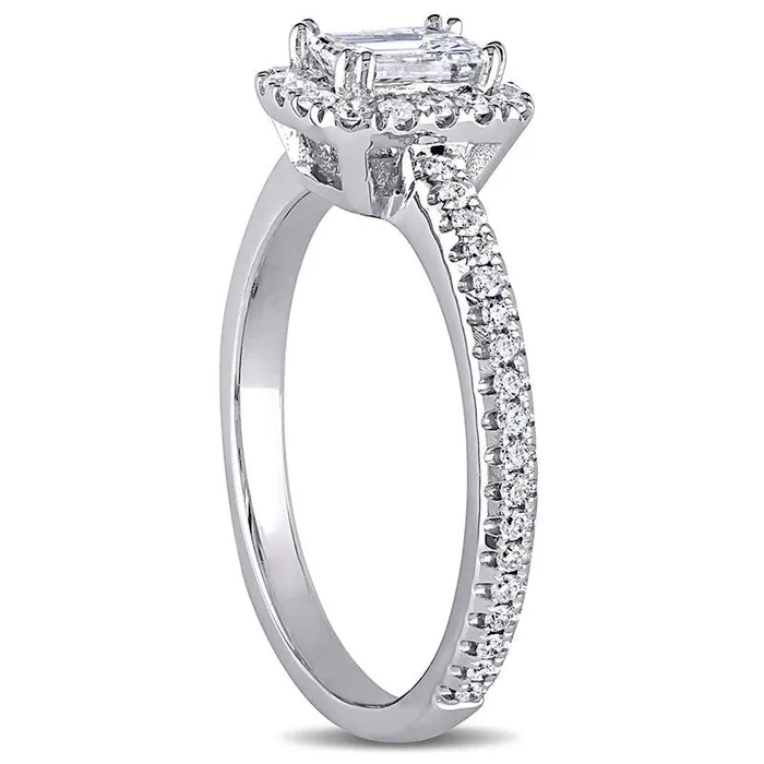 Goldia Rings 088 CT TW EmeraldCut Natural Diamond Frame Engagement Ring in Solid 14K White Gold HVS2 Goldia Rings 088 CT TW EmeraldCut Natural Diamond Frame Engagement Ring in Solid 14K White Gold HVS2