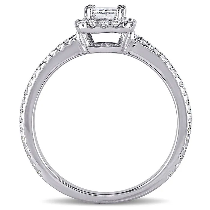 Goldia Rings 088 CT TW EmeraldCut Natural Diamond Frame Engagement Ring in Solid 14K White Gold HVS2 Goldia Rings 088 CT TW EmeraldCut Natural Diamond Frame Engagement Ring in Solid 14K White Gold HVS2
