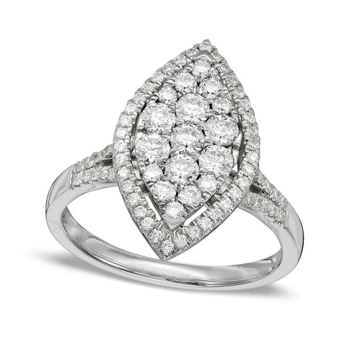 Goldia Rings 10 CT TW Composite Natural Diamond Marquise Frame Ring in Solid 10K White Gold Goldia Rings 10 CT TW Composite Natural Diamond Marquise Frame Ring in Solid 10K White Gold