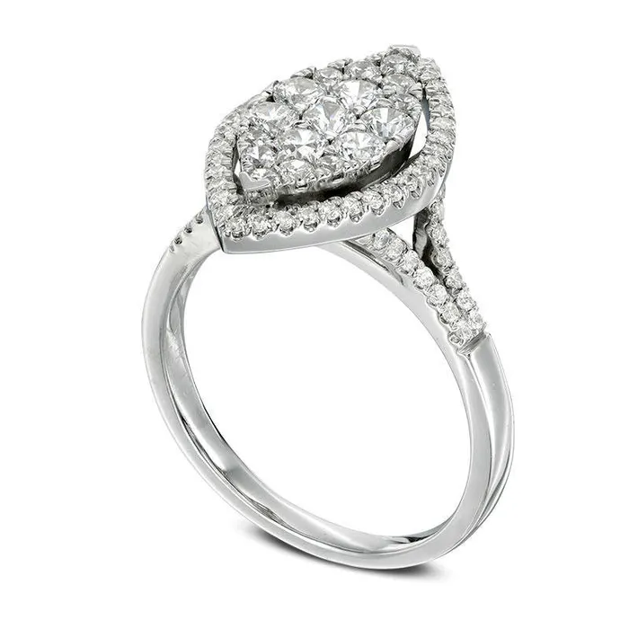 Goldia Rings 10 CT TW Composite Natural Diamond Marquise Frame Ring in Solid 10K White Gold Goldia Rings 10 CT TW Composite Natural Diamond Marquise Frame Ring in Solid 10K White Gold