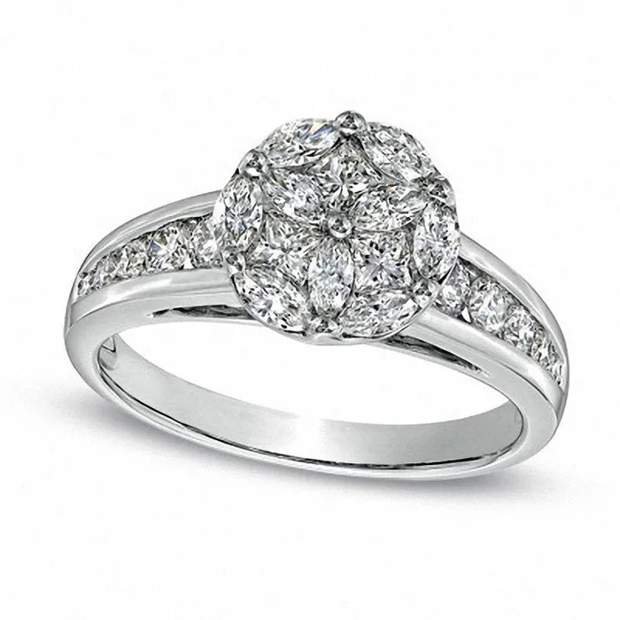 Goldia Rings 10 CT TW Composite Natural Diamond Ring in Solid 14K White Gold Goldia Rings 10 CT TW Composite Natural Diamond Ring in Solid 14K White Gold