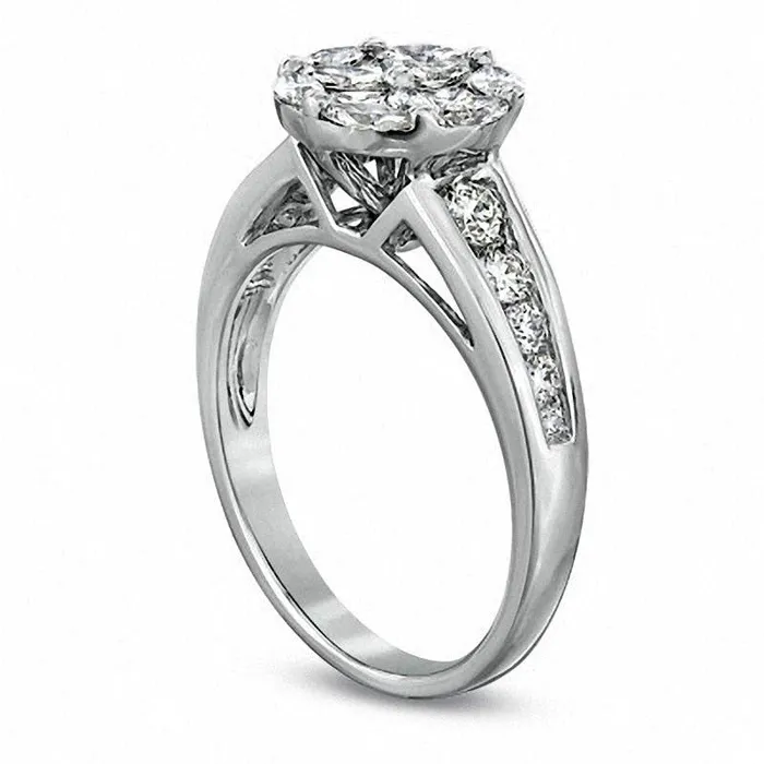 Goldia Rings 10 CT TW Composite Natural Diamond Ring in Solid 14K White Gold Goldia Rings 10 CT TW Composite Natural Diamond Ring in Solid 14K White Gold