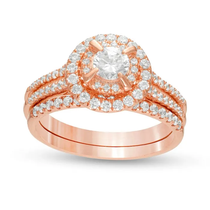 Goldia Rings 10 CT TW Natural Diamond Double Frame Bridal Engagement Ring Set in Solid 10K Rose Gold Goldia Rings 10 CT TW Natural Diamond Double Frame Bridal Engagement Ring Set in Solid 10K Rose Gold