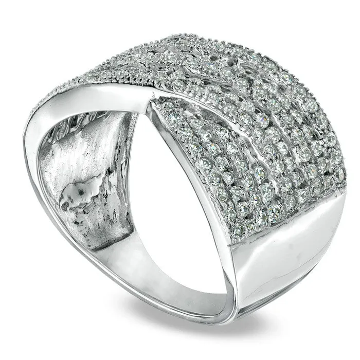 Goldia Rings 10 CT TW Natural Diamond Layered CrissCross Anniversary Ring in Solid 10K White Gold Goldia Rings 10 CT TW Natural Diamond Layered CrissCross Anniversary Ring in Solid 10K White Gold