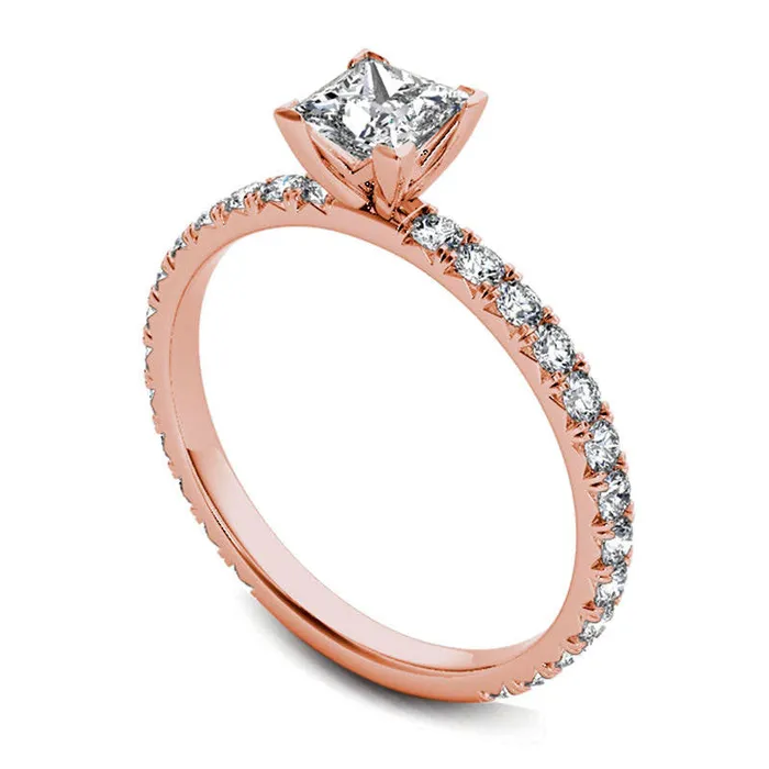 Goldia Rings 10 CT TW PrincessCut Natural Diamond Engagement Ring in Solid 14K Rose Gold Goldia Rings 10 CT TW PrincessCut Natural Diamond Engagement Ring in Solid 14K Rose Gold
