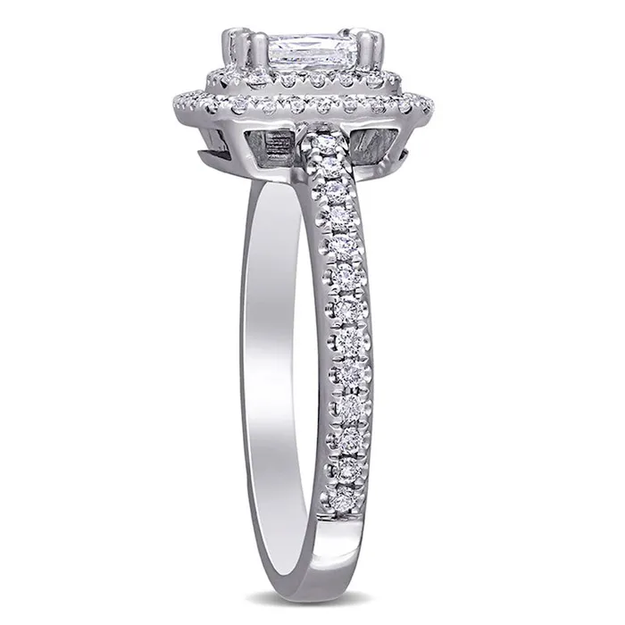 Goldia Rings 10 CT TW RadiantCut Natural Diamond Double Frame Engagement Ring in Solid 14K White Gold HVS2 Goldia Rings 10 CT TW RadiantCut Natural Diamond Double Frame Engagement Ring in Solid 14K White Gold HVS2