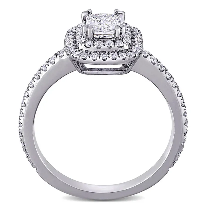 Goldia Rings 10 CT TW RadiantCut Natural Diamond Double Frame Engagement Ring in Solid 14K White Gold HVS2 Goldia Rings 10 CT TW RadiantCut Natural Diamond Double Frame Engagement Ring in Solid 14K White Gold HVS2