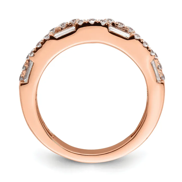 Goldia Rings 100ct CZ Solid Real 14K Rose Gold Complete Wedding Wedding Band Ring