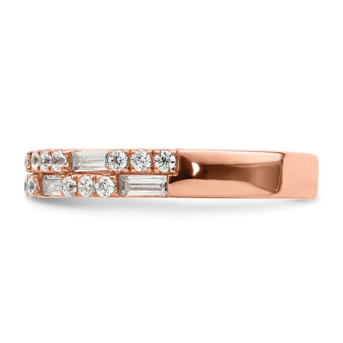 Goldia Rings 100ct CZ Solid Real 14K Rose Gold Complete Wedding Wedding Band Ring