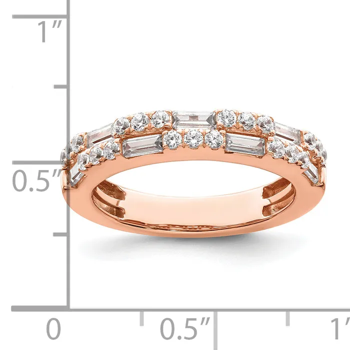 Goldia Rings 100ct CZ Solid Real 14K Rose Gold Complete Wedding Wedding Band Ring