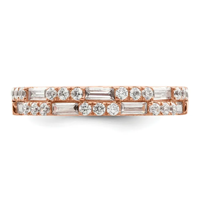 Goldia Rings 100ct CZ Solid Real 14K Rose Gold Complete Wedding Wedding Band Ring