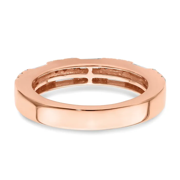Goldia Rings 100ct CZ Solid Real 14K Rose Gold Complete Wedding Wedding Band Ring