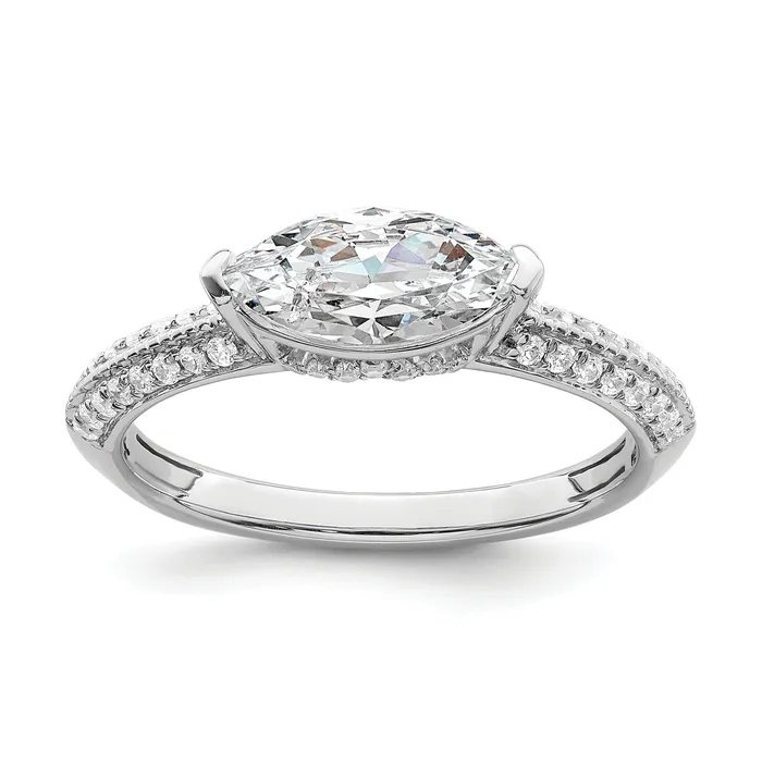 Goldia Rings 100ct CZ Solid Real 14k White East West 1ct Marquise Eng Dia Ring Goldia Rings 100ct CZ Solid Real 14k White East West 1ct Marquise Eng Dia Ring