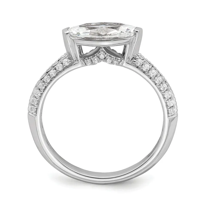 Goldia Rings 100ct CZ Solid Real 14k White East West 1ct Marquise Eng Dia Ring