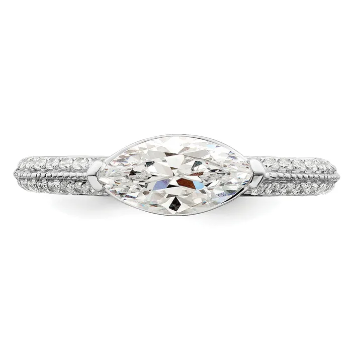 Goldia Rings 100ct CZ Solid Real 14k White East West 1ct Marquise Eng Dia Ring