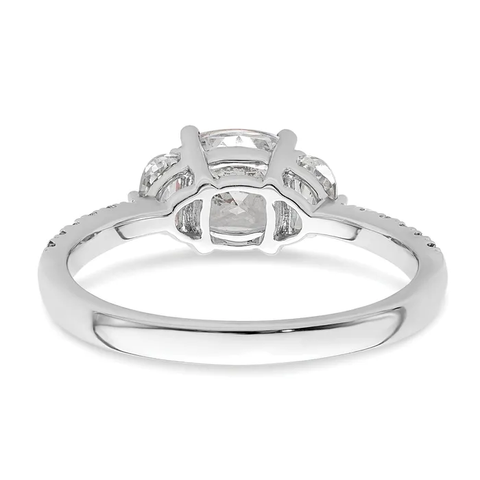 Goldia Rings 100ct CZ Solid Real 14k White Polish 3 Stone Half MoonCushion Dia Ring
