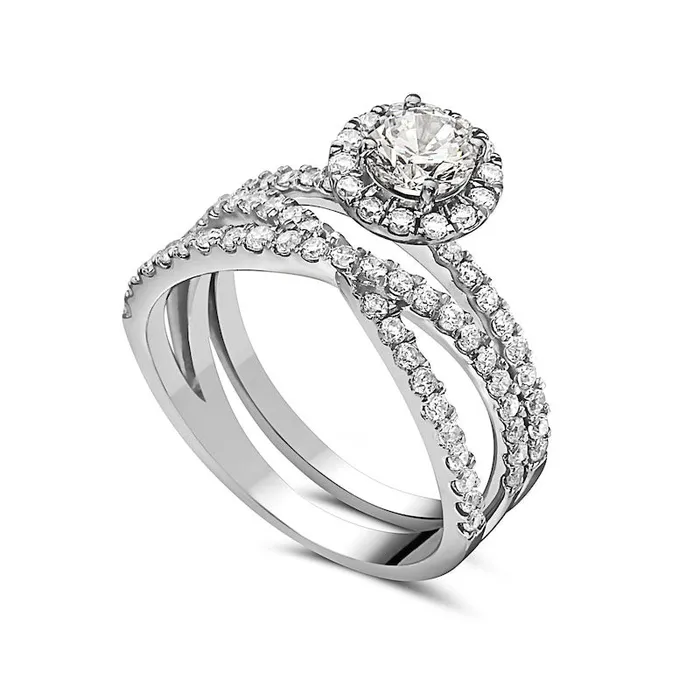Goldia Rings 133 CT TW Natural Diamond Frame CrissCross Bridal Engagement Ring Set in Solid 14K White Gold Goldia Rings 133 CT TW Natural Diamond Frame CrissCross Bridal Engagement Ring Set in Solid 14K White Gold