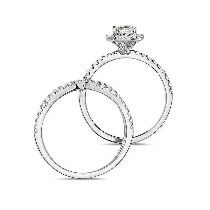 Goldia Rings 133 CT TW Natural Diamond Frame CrissCross Bridal Engagement Ring Set in Solid 14K White Gold Goldia Rings 133 CT TW Natural Diamond Frame CrissCross Bridal Engagement Ring Set in Solid 14K White Gold