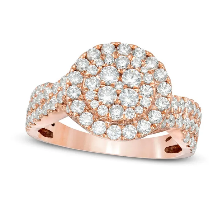Goldia Rings 15 CT TW Composite Natural Diamond Frame MultiRow Engagement Ring in Solid 10K Rose Gold Goldia Rings 15 CT TW Composite Natural Diamond Frame MultiRow Engagement Ring in Solid 10K Rose Gold
