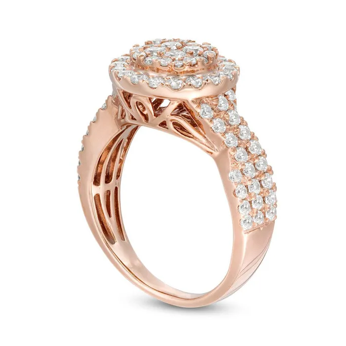 Goldia Rings 15 CT TW Composite Natural Diamond Frame MultiRow Engagement Ring in Solid 10K Rose Gold Goldia Rings 15 CT TW Composite Natural Diamond Frame MultiRow Engagement Ring in Solid 10K Rose Gold