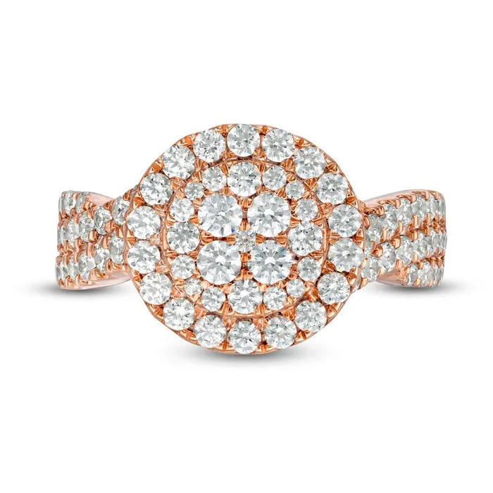 Goldia Rings 15 CT TW Composite Natural Diamond Frame MultiRow Engagement Ring in Solid 10K Rose Gold Goldia Rings 15 CT TW Composite Natural Diamond Frame MultiRow Engagement Ring in Solid 10K Rose Gold