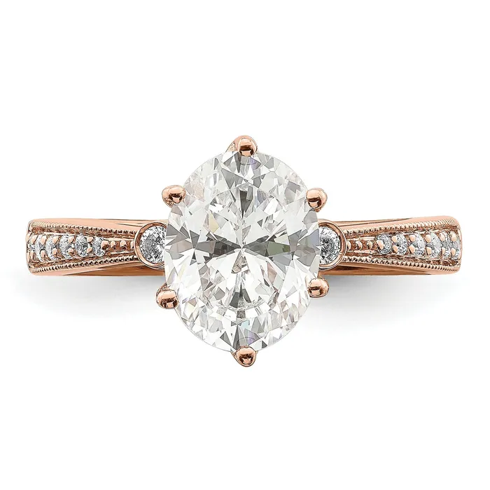 Goldia Rings 150ct CZ Solid Real 14k Rose Polish 1 12ct Oval Engagement Dia Ring