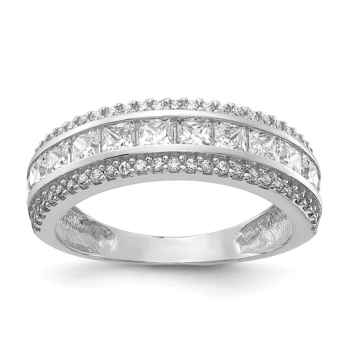 Goldia Rings 10k Tiara Collection White Gold Polished CZ Ring