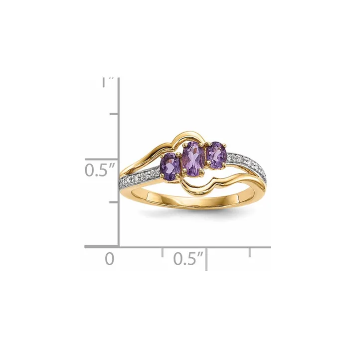 Goldia Rings 14K Gold w Amethyst u0026 Real Diamond Polished Ring