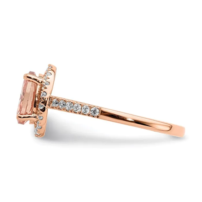Goldia Rings 14k Rose Gold Morganite Real Diamond Halo Engagement Ring